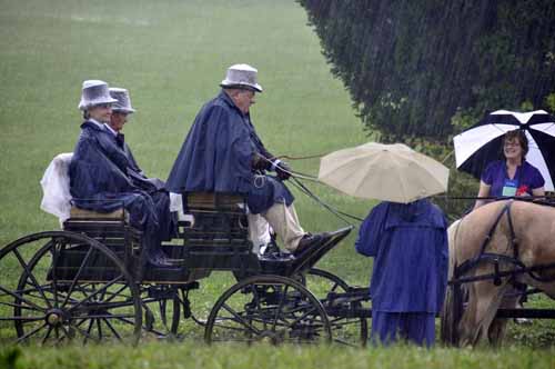 © Jennifer Singleton – Please do not copy or save without permission Did we tell you that we had some rain?? Ted Swendson had brought his ponies and carriage all the way from Alberta, Canada, and he wasn't about to let a little rain stop him from the drive on Saturday morning