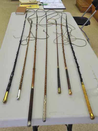 © Jennifer Singleton – Please do not copy or save without permission Richard Nicoll presented a fascinating talk on making and repairing old bow-top whips