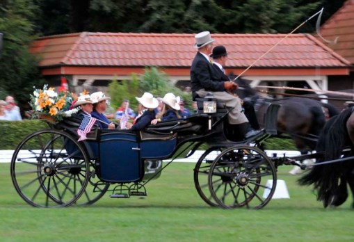 part of the U.S. team in the opening ceremony's parade of nations -- each team entered the arena in carriages, but it was getting quite dark by this time, so the cameras were having a hard time keeping up with the failing light!