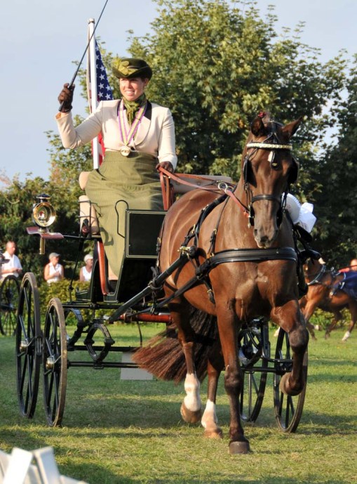 Suzy Stafford on the lap of honor for all the medalists