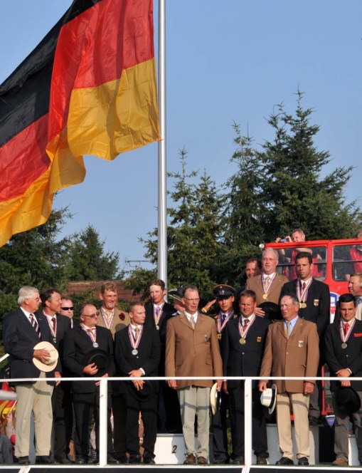 the German team members (and the fans) all sang along to the German national anthem as the huge flag was raised over the podium
